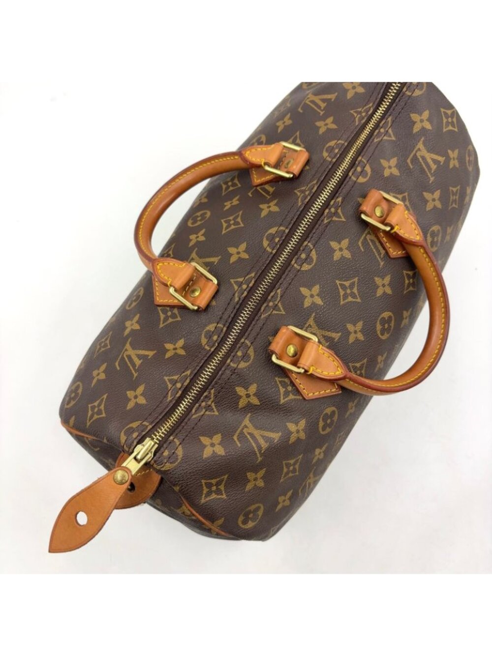 Louis Vuitton Speedy 35 Monogram Leather Brown Handbag Gold - Picture 9 of 15